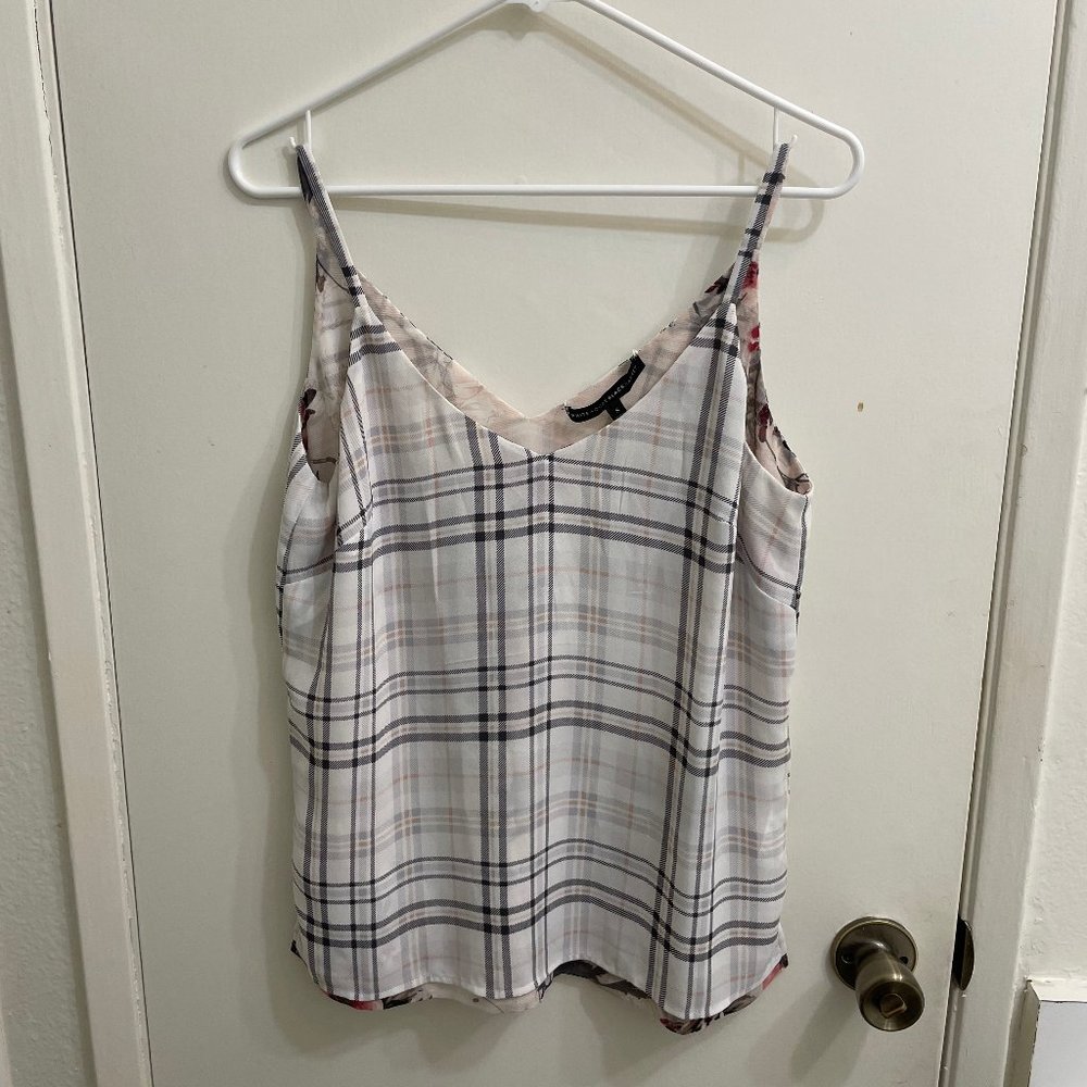 White House Black Market Reversible Plaid Floral Tank